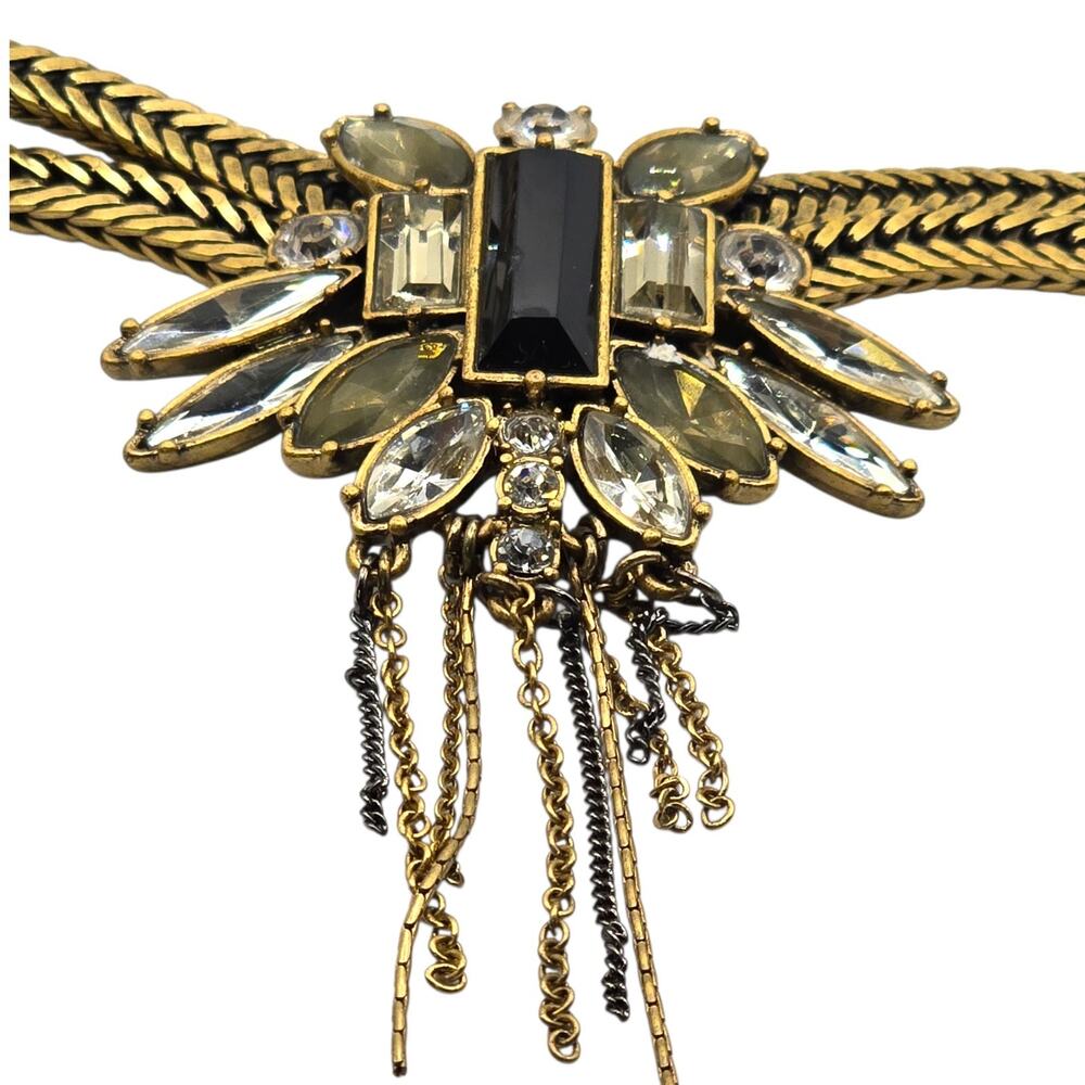Necklace Butterfly Crystal Clustered Signed Loft Double Herringbone Chain SK3318